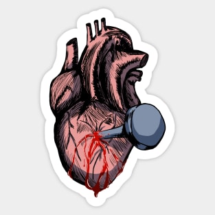 Heartbreak! A Nail Through the Heart (color) Sticker